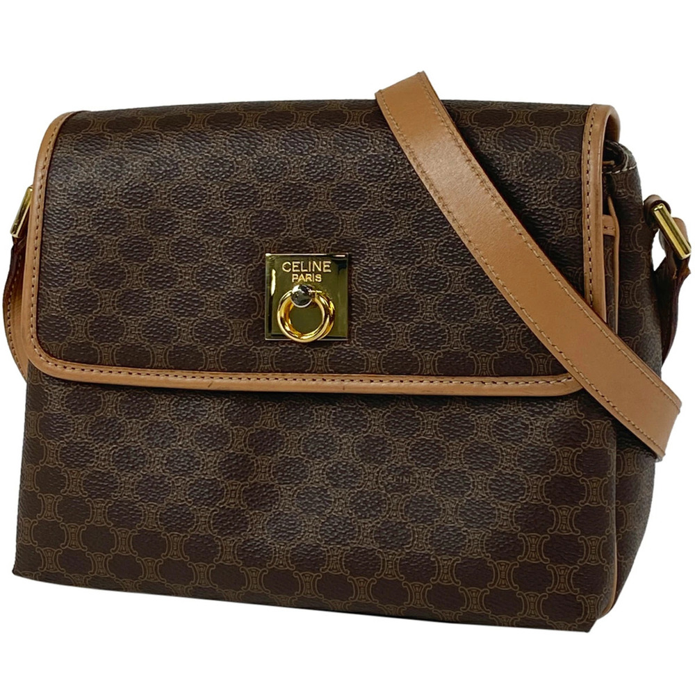 Celine Macadam shoulder bag crossbody all over logo canvas brown